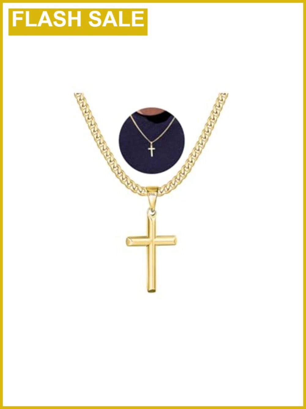 316L Stainless Steel Cross Necklace Cuban Chain Men Boys 18 Inch